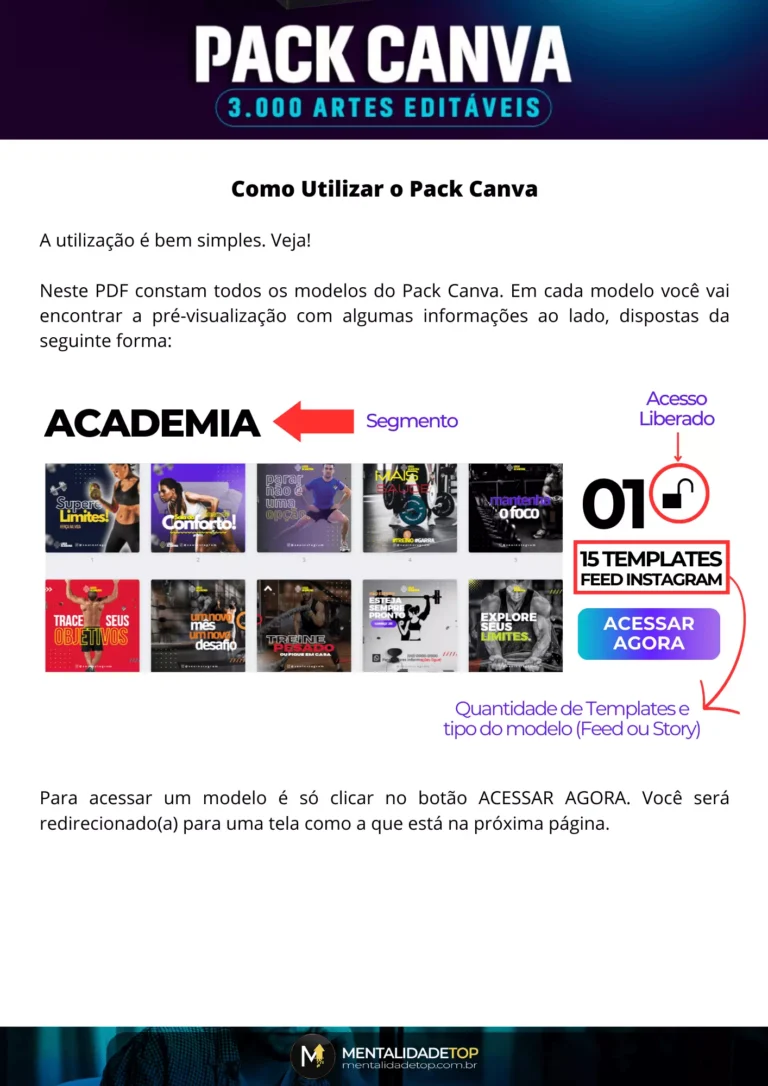 Pack Templates Canva Mentalidade Top - Como usar
