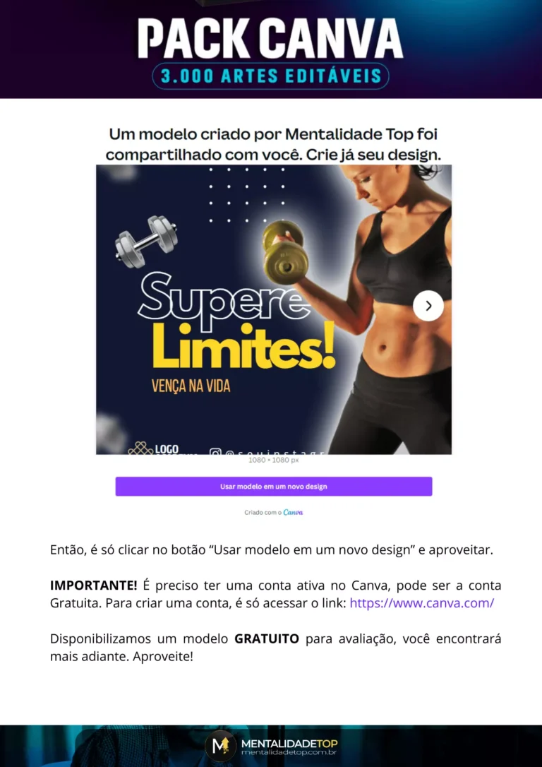 Pack Templates Canva Mentalidade Top - Como usar templates